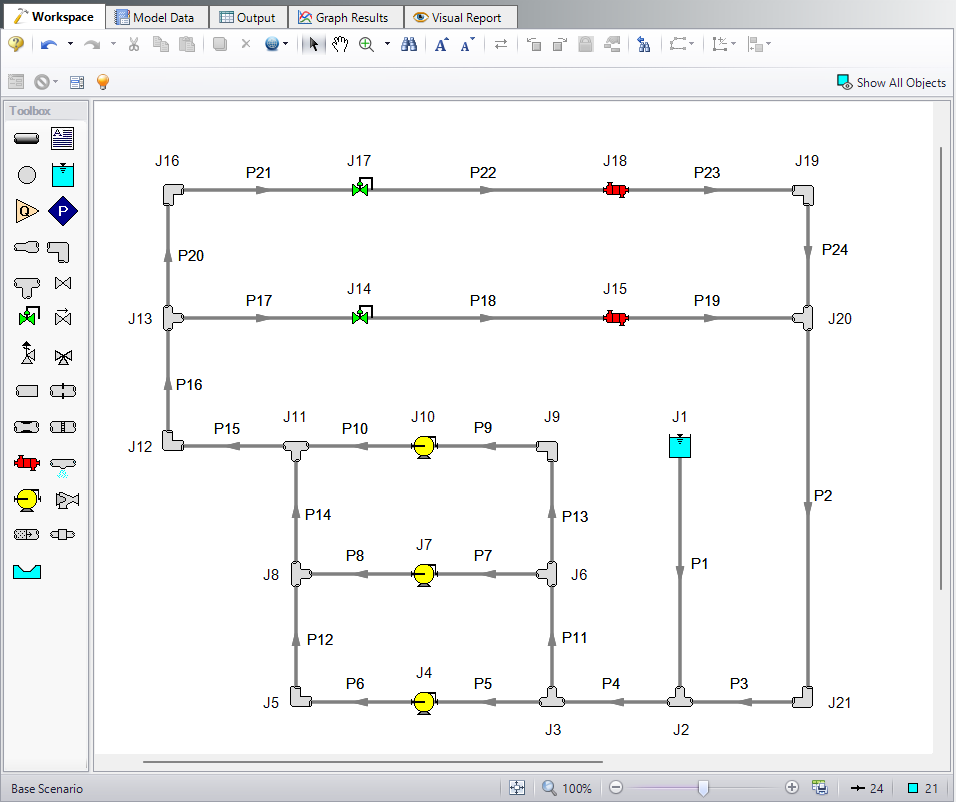 The Workspace for the the Hot Water System example.